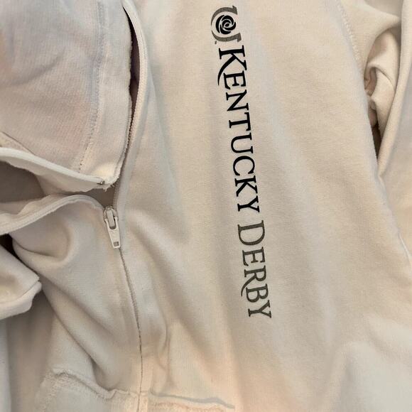 BOXERCRAFT Women's Kentucky Derby Full Zip Hoodie White‎ Cream Sweatshirt Sz L - Picture 4 of 7
